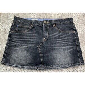 Y2K GAP 1969 Denim Cut-off Jean Mini Skirt Black Wash Size 27, 4